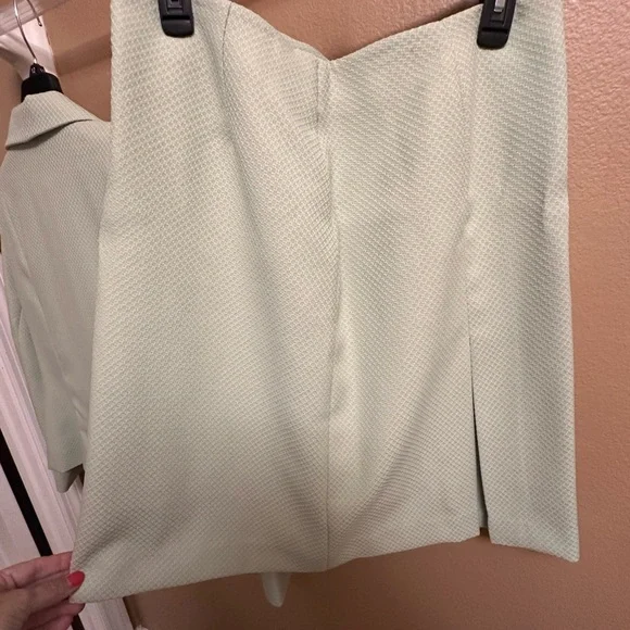 UNIQUE Blacker by Stanley Blacker Light Sage Skirt Suit Set - Picture 10 of 15